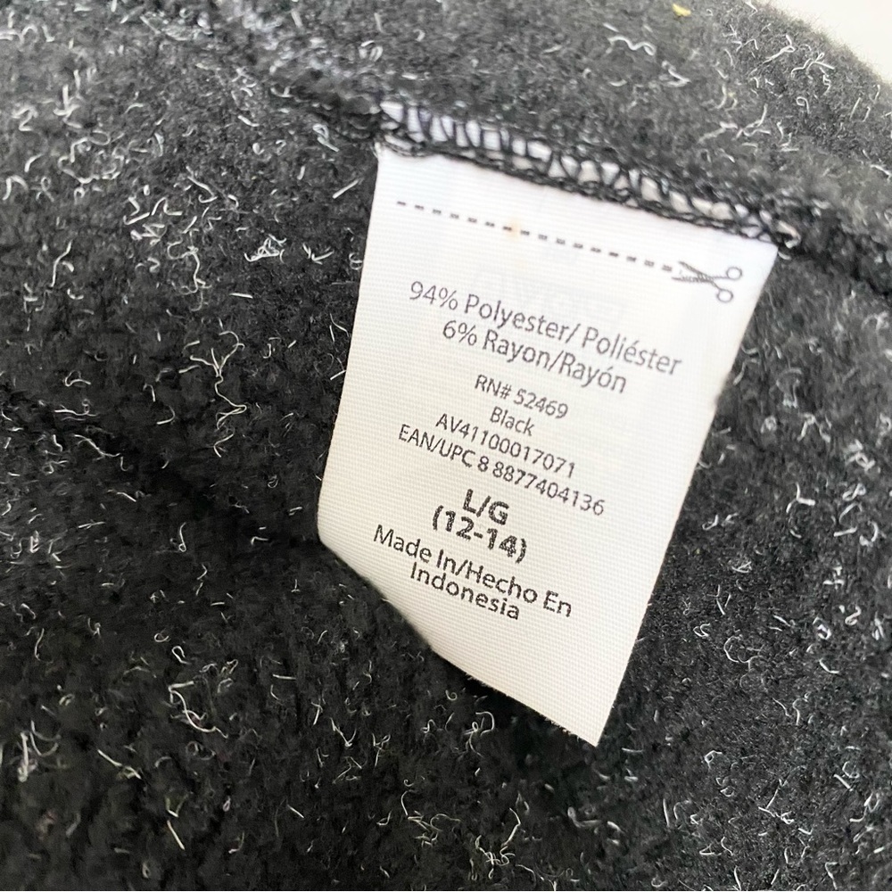 AVIA Mid Weight Fleece Sweat Jacket Size L 12-14‎ Black Long Sleeve - Picture 7 of 10